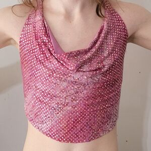 Charlotte Russe pink halter crop top glitter/sparkle size M.